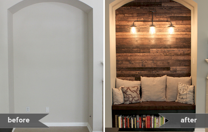 Reading Nook With Wood Plank Wall Gray House Studio