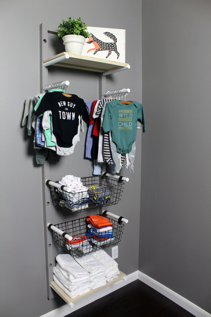 Baby Clothes Rack Storage DIY for Nursery