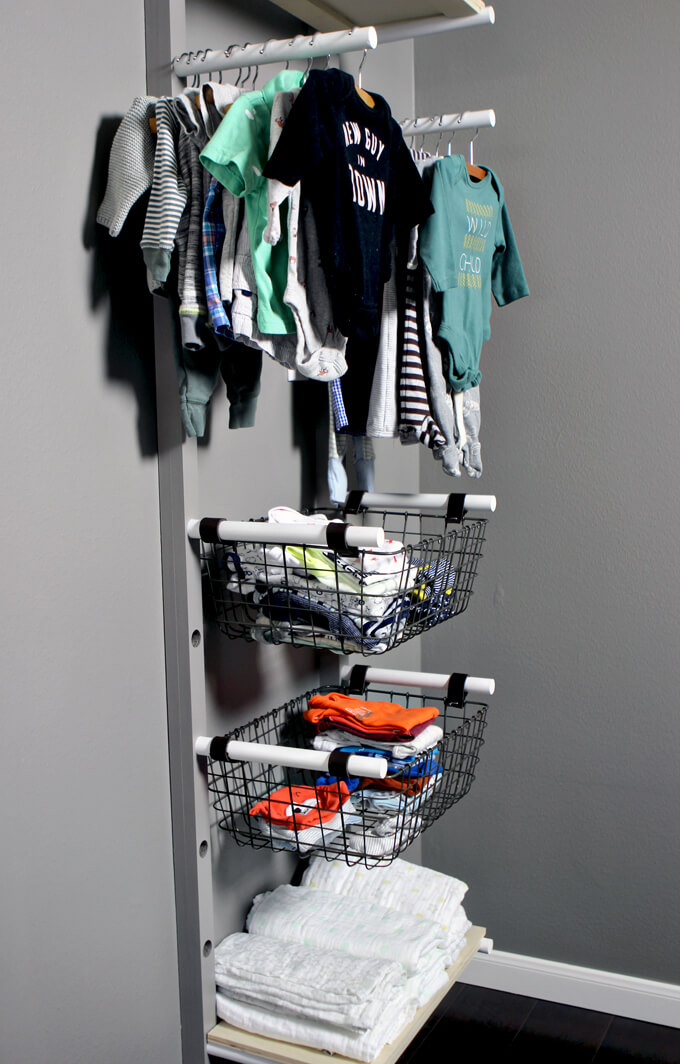 Baby Clothes Rack Storage DIY for Nursery