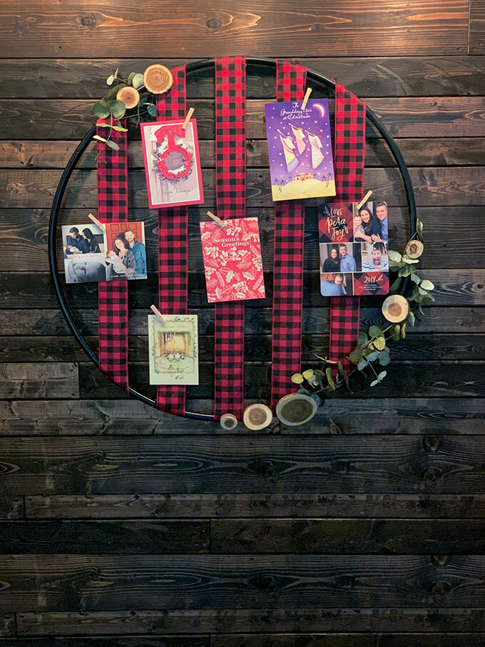DIY Christmas Card Holder from Hula Hoop
