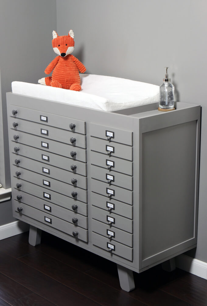 gray baby changing table