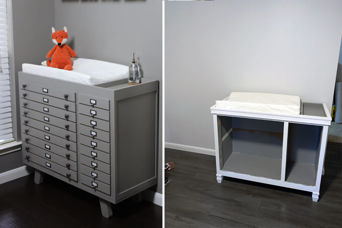 White Changing Table in a Girl Nursery