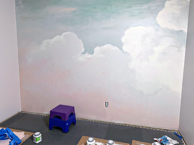 Cloud Nursery - Hand Painted Sky Mural by Brent Richardson