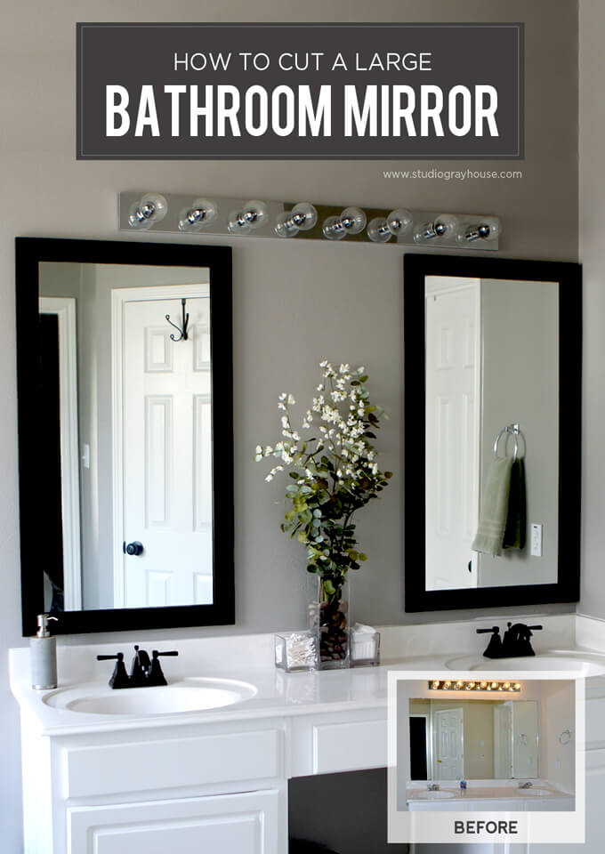 How To Cut A Bathroom Mirror In Half, How To Hang A Heavy Framed Bathroom Mirror