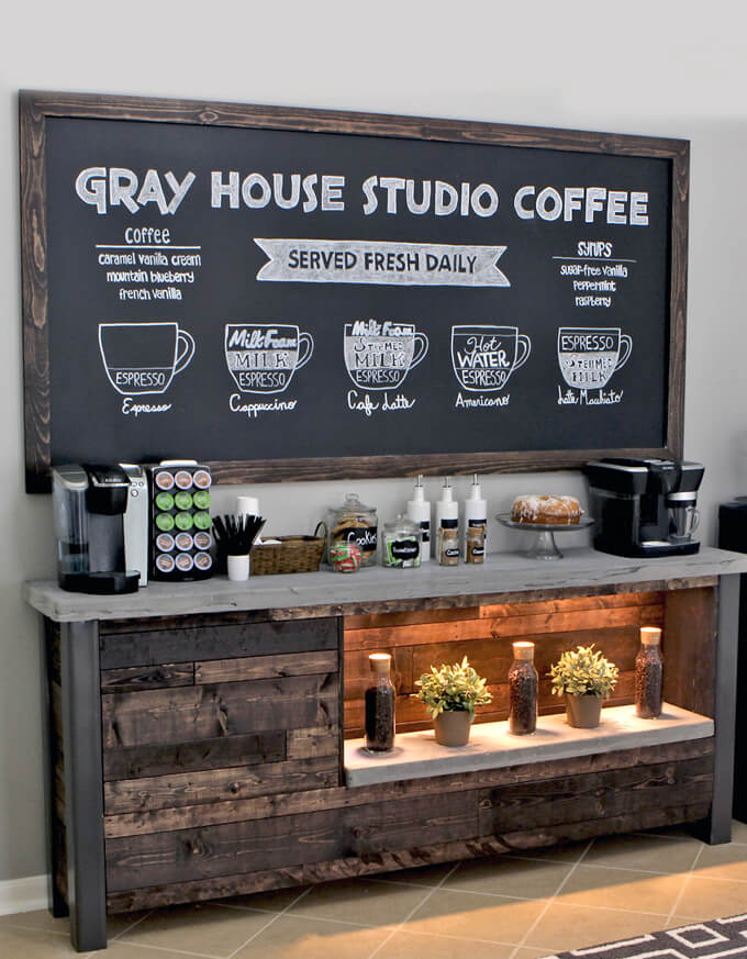 DIY Small Space Coffee Bar Ideas For A Kitchen Counter