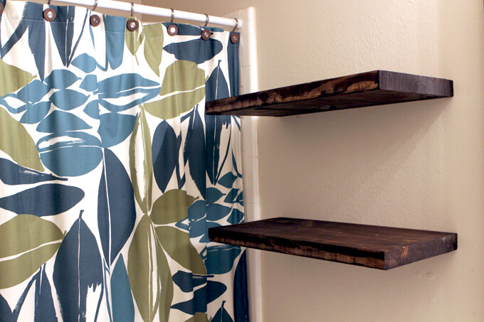 Floating Shelves in Bathroom Gray House Studio