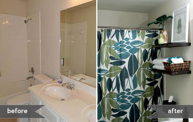 Floating Shelves in Bathroom Gray House Studio