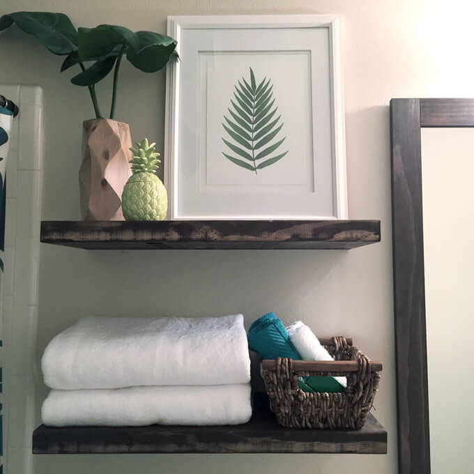 Floating Shelves in Bathroom Gray House Studio