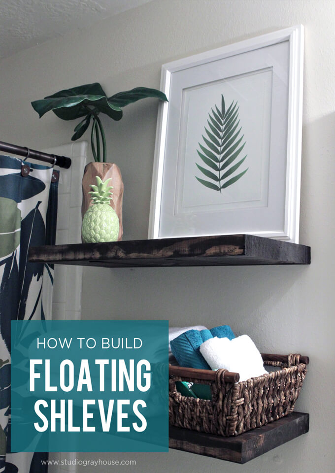Floating Shelves in Bathroom Gray House Studio