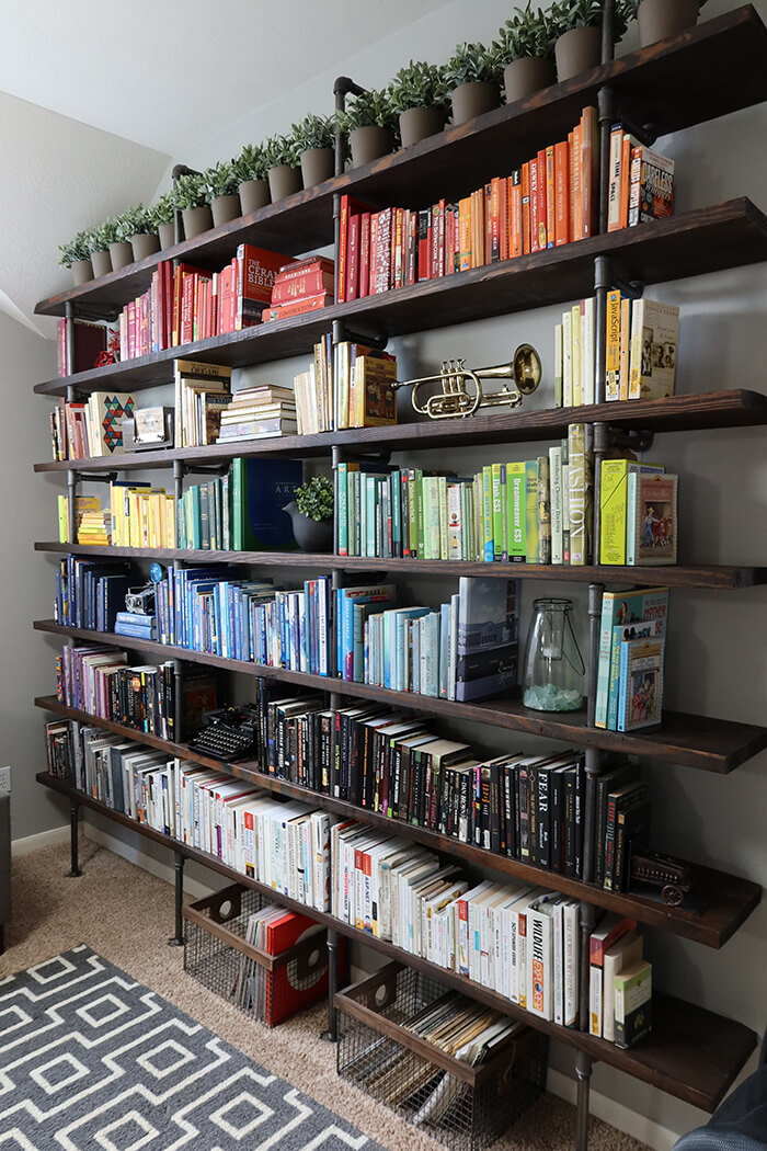 Diy Pipe Shelves Industrial Bookshelf, Diy Home Library Bookcases Furniture
