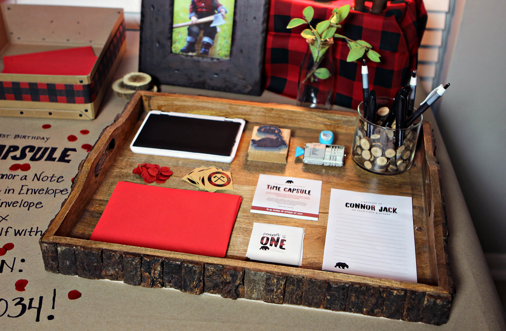 1st birthday time capsule table