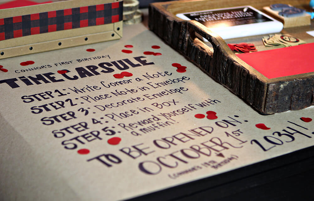 1st birthday time capsule table