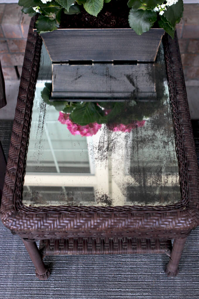 DIY Distressed Mirror Table Top