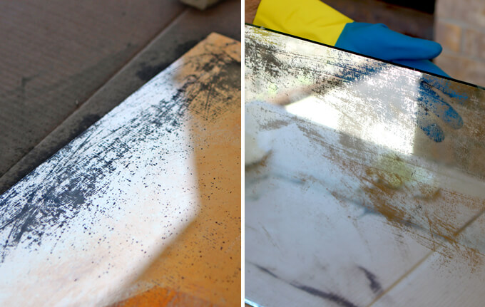 DIY Distressed Mirror Table Top Gray House Studio