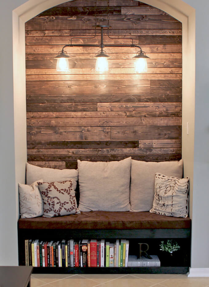 Reading Nook with Wood Plank Wall