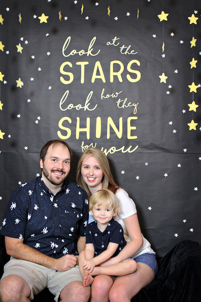 Space Themed 2nd Birthday Party Photo Booth by Gray House Studio