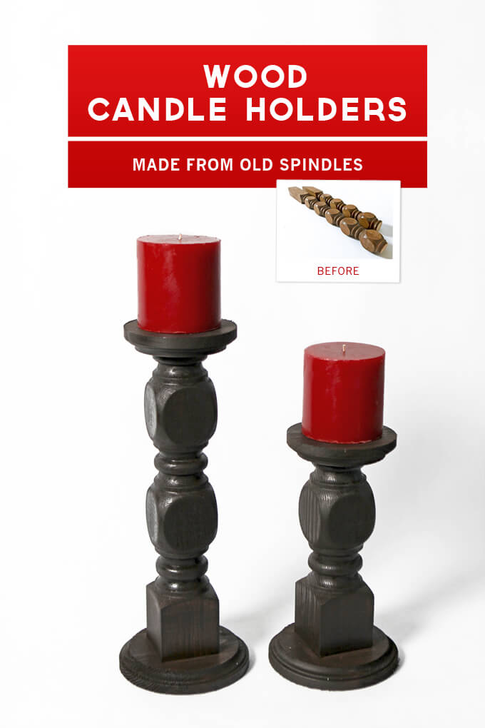 Wood Candle Holders DIY made from Spindles