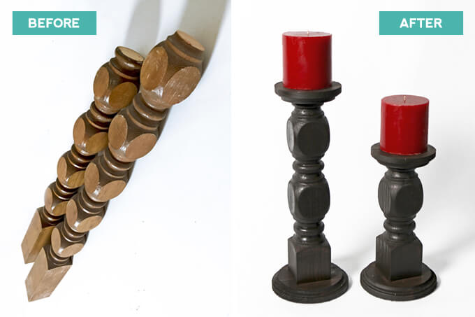 Wood Candle Holders DIY made from Spindles