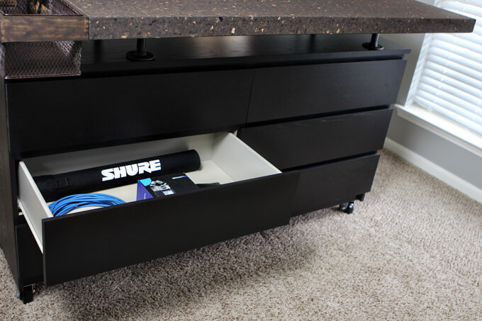 Ikea dresser on shop wheels